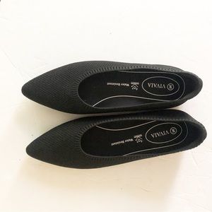Vivaia Aria Black Ballet Flats Pointy Water Repellant Size EUR 40.5 - US 9.5-10